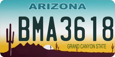 AZ license plate BMA3618
