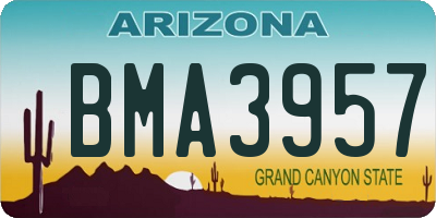 AZ license plate BMA3957
