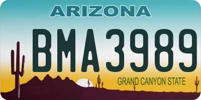 AZ license plate BMA3989