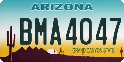 AZ license plate BMA4047