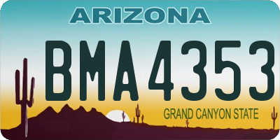 AZ license plate BMA4353