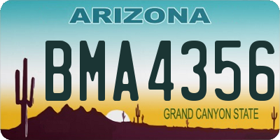 AZ license plate BMA4356