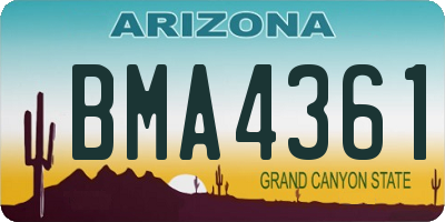 AZ license plate BMA4361