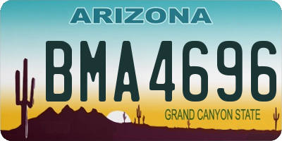 AZ license plate BMA4696