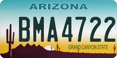 AZ license plate BMA4722