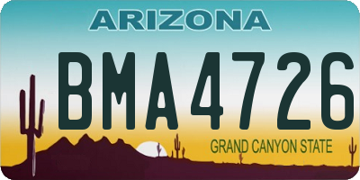 AZ license plate BMA4726