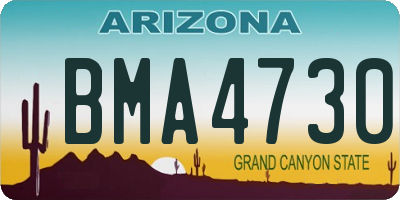 AZ license plate BMA4730