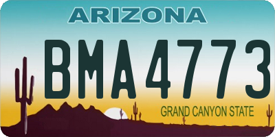 AZ license plate BMA4773