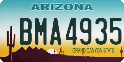 AZ license plate BMA4935