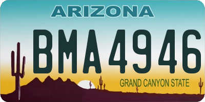AZ license plate BMA4946