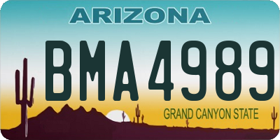 AZ license plate BMA4989