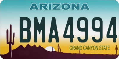 AZ license plate BMA4994