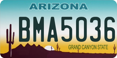 AZ license plate BMA5036