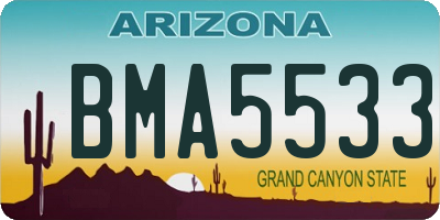AZ license plate BMA5533