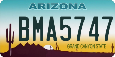AZ license plate BMA5747