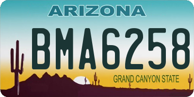 AZ license plate BMA6258
