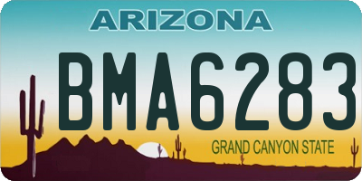 AZ license plate BMA6283