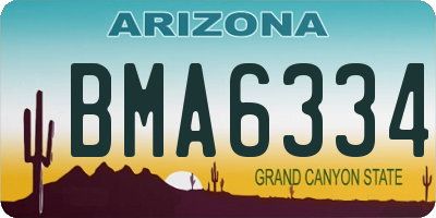 AZ license plate BMA6334