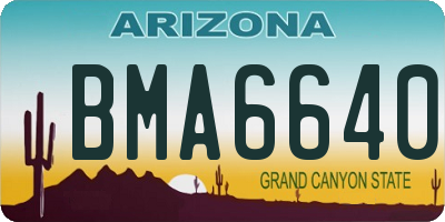 AZ license plate BMA6640