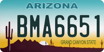 AZ license plate BMA6651