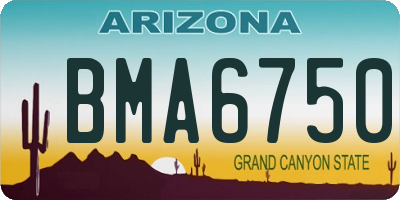 AZ license plate BMA6750