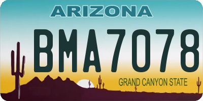 AZ license plate BMA7078