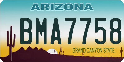 AZ license plate BMA7758