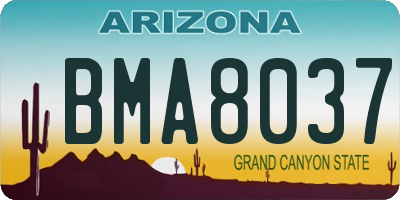 AZ license plate BMA8037