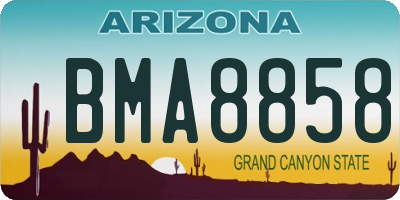 AZ license plate BMA8858