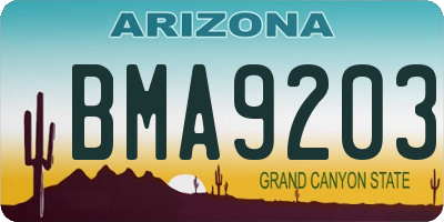 AZ license plate BMA9203