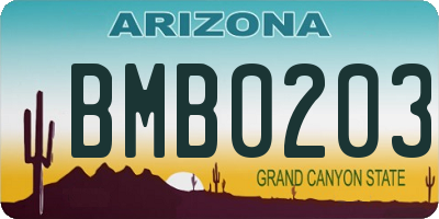 AZ license plate BMB0203