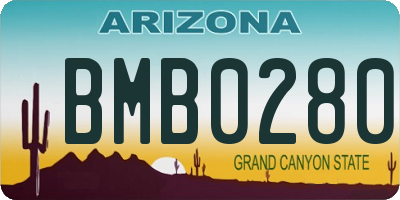 AZ license plate BMB0280