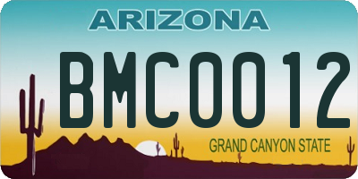 AZ license plate BMC0012