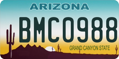 AZ license plate BMC0988