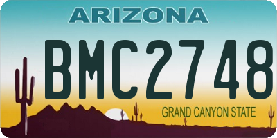AZ license plate BMC2748
