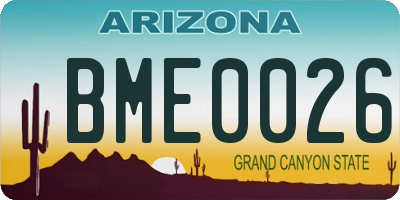 AZ license plate BME0026
