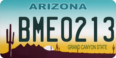 AZ license plate BME0213