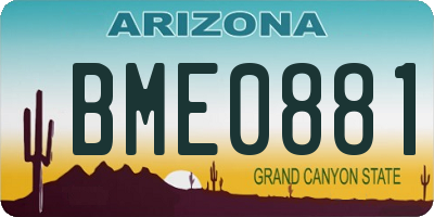 AZ license plate BME0881