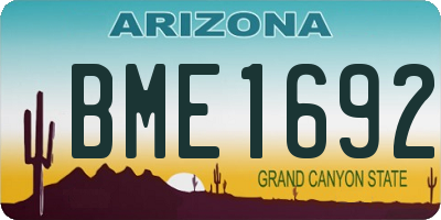 AZ license plate BME1692