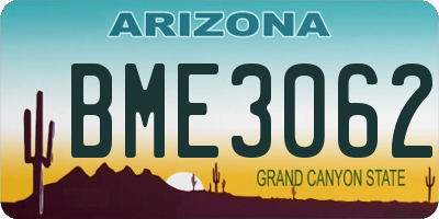 AZ license plate BME3062