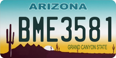 AZ license plate BME3581