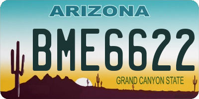 AZ license plate BME6622