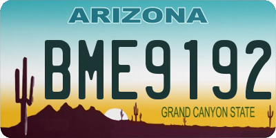 AZ license plate BME9192