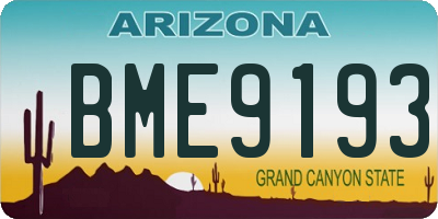 AZ license plate BME9193