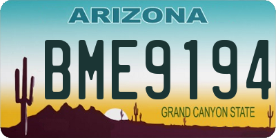 AZ license plate BME9194