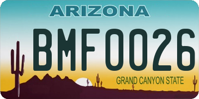 AZ license plate BMF0026