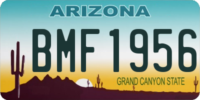 AZ license plate BMF1956