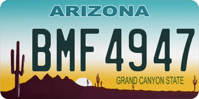 AZ license plate BMF4947
