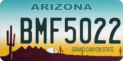 AZ license plate BMF5022