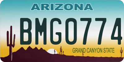 AZ license plate BMG0774